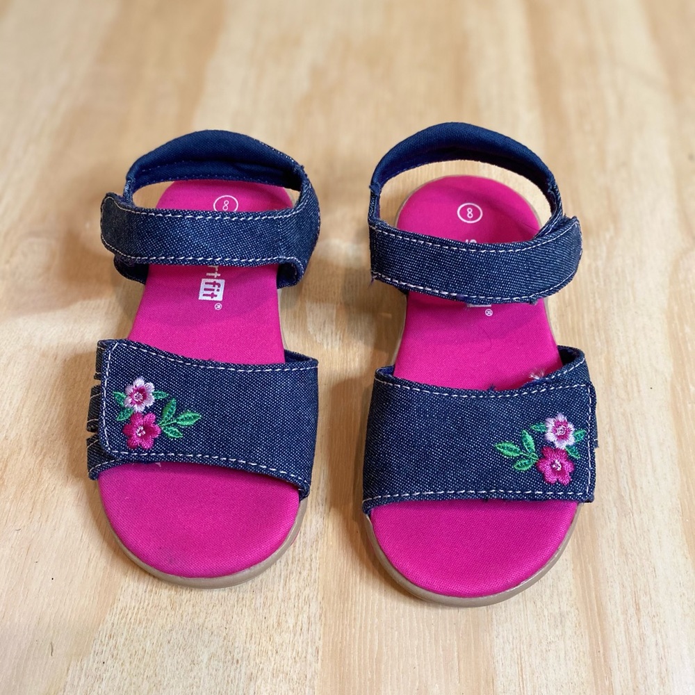 Denim and Pink Sandals
